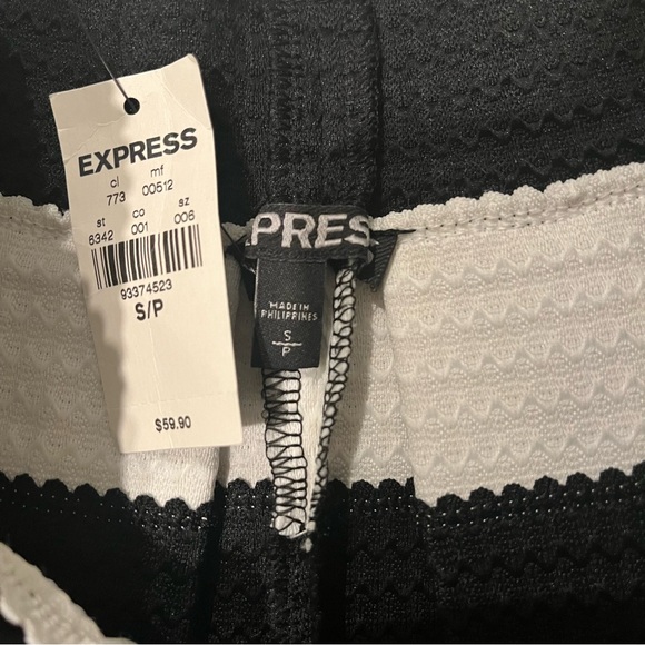 NWT, Express Black White Striped Structured Stretch Pouf Skater Mini Skirt, Sz S - Picture 14 of 14